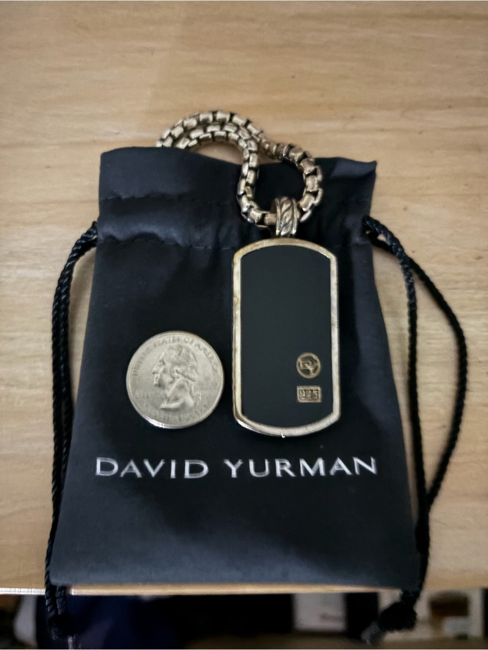 ❄️David Yurman XL 42mm .925 Black Onyx Dog Tag Pendant with 4.8mm 24” .925 Chain - Picture 5 of 5